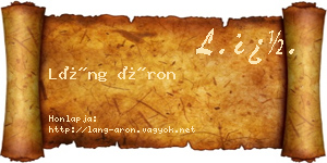 Láng Áron névjegykártya
